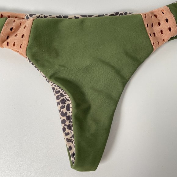 ACACIA Swimwear Green Palm Topless Mesh Bottom Size XS / P Bikini Swimsuit - Picture 4 of 9
